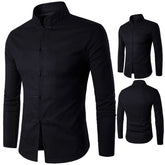 2021 Traditional Chinese Clothing Men Casual Shirts China Dress Solid Classic Stand Collar Traditional Chinese Tops for Men Tops